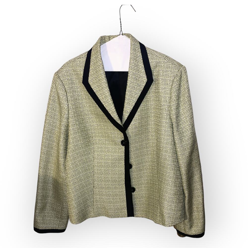 Kasper Women's Chartreuse tweed Jacket blazer size 18 EUC